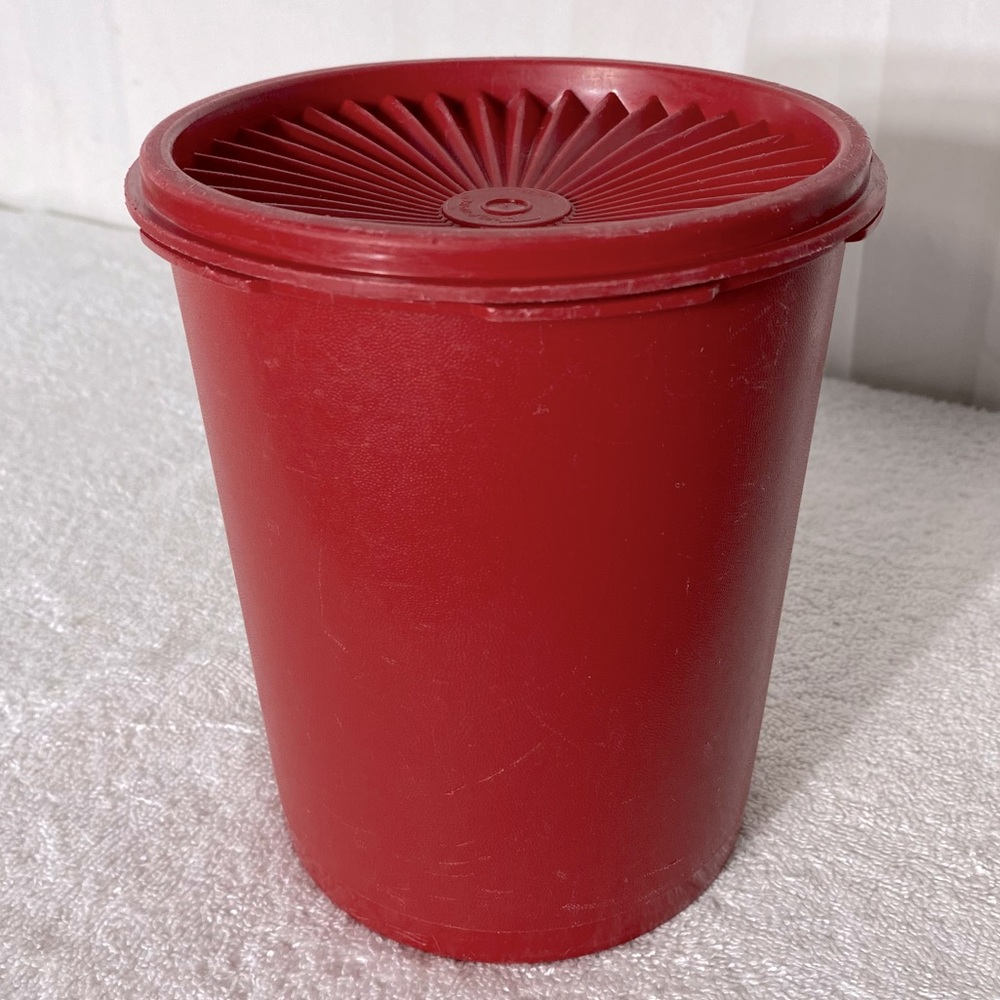 Vintage Tupperware Red Stacking Canister With Lid